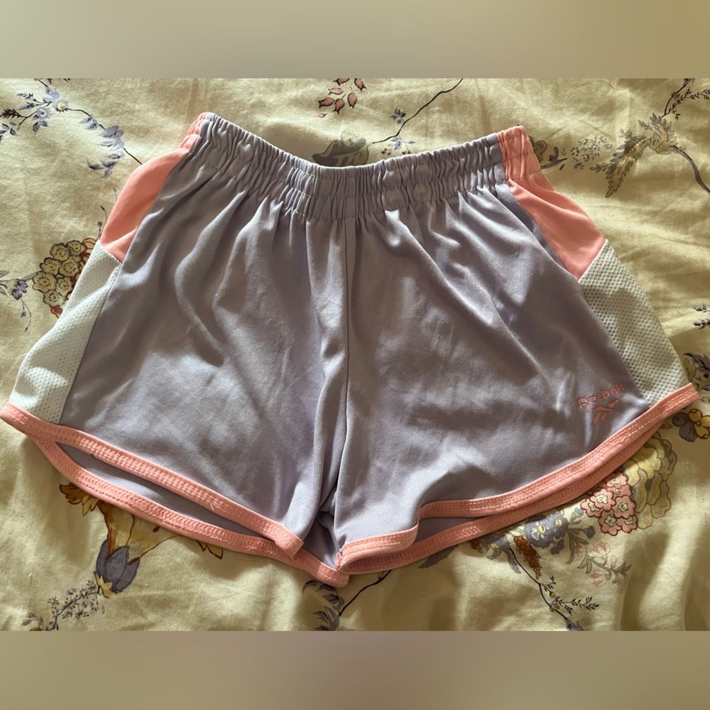 Girls 10 stretchy waist jersey shorts pink & purple Reebok athletic bottoms